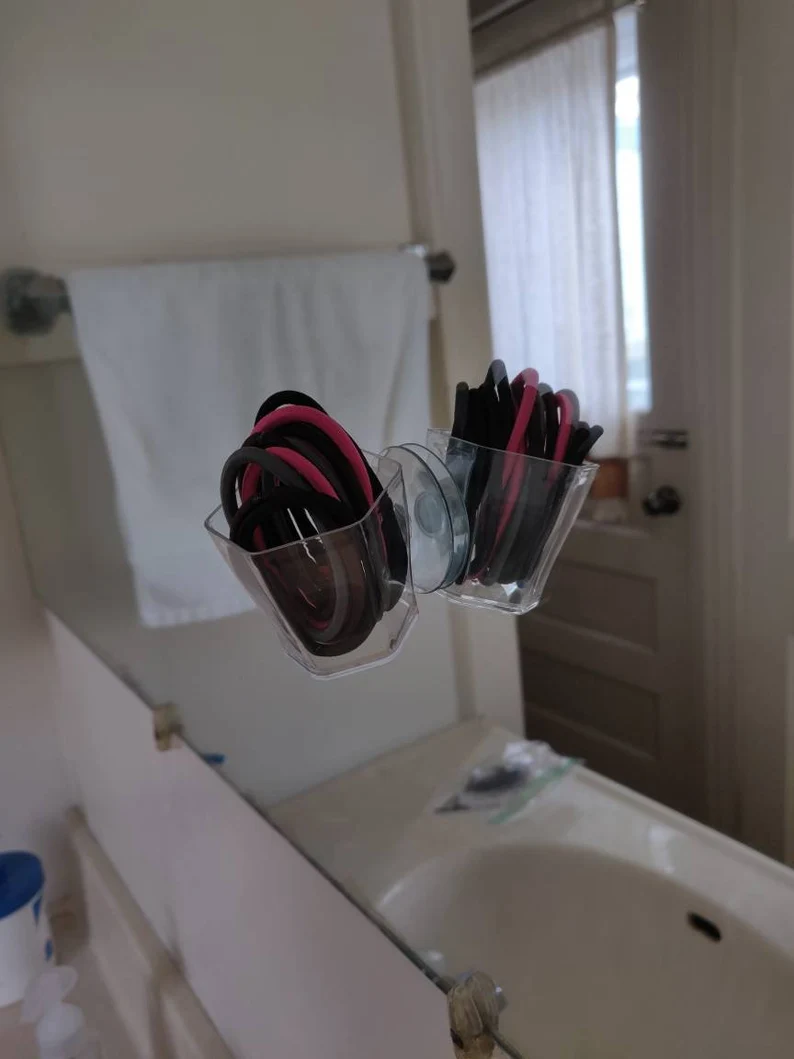 Bobby Pin Holder / Hair Tie Holder / Cue Tip Holder - Bathroom Mirror Attaching